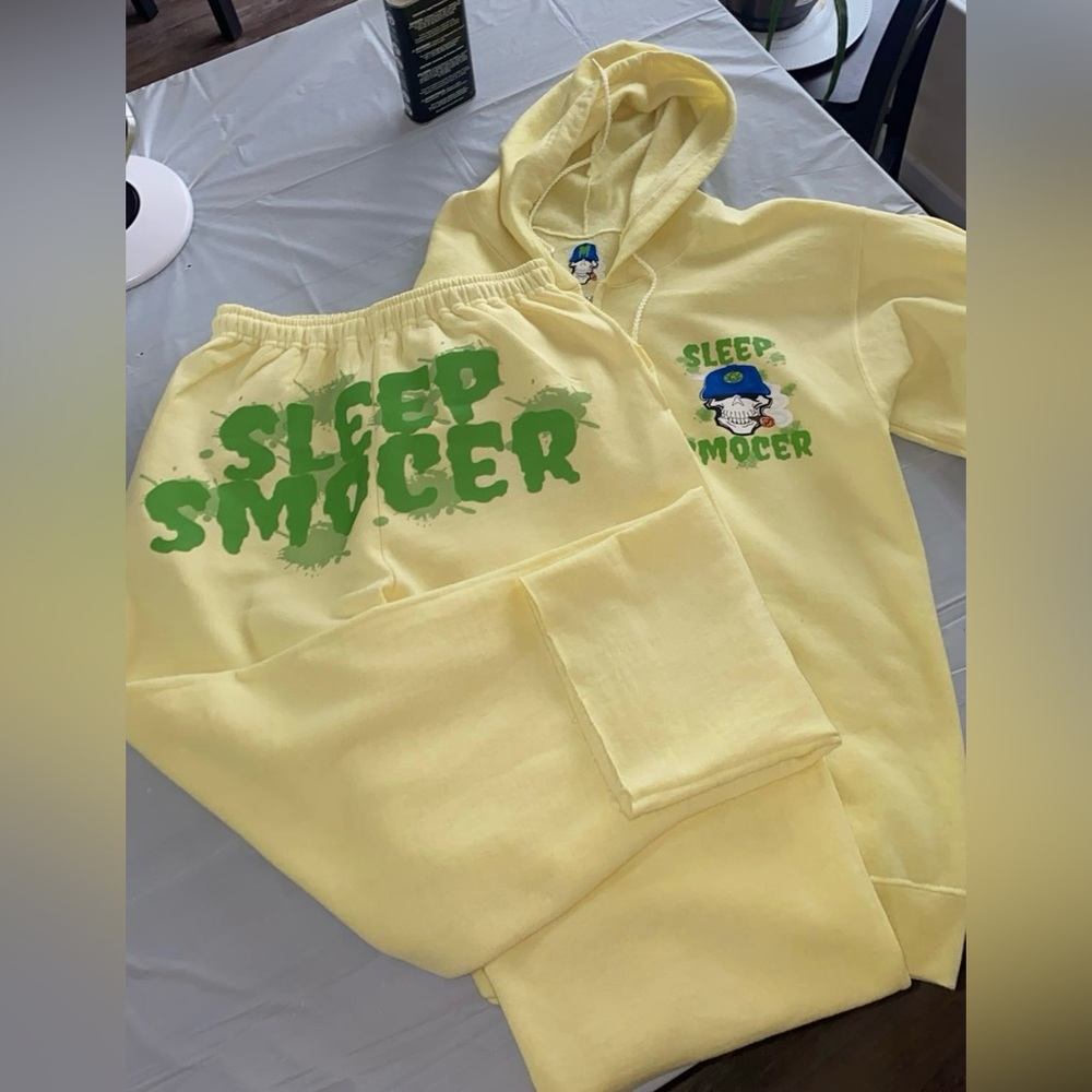 Yellow SLEEP SMOCER SET ZIP JACKET&FLARE SWEATS! (Please read description)